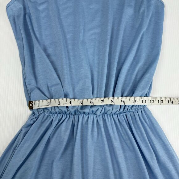Women’s Light Blue Maxi Dress Sleeveless Side Slit Size M Lightweight - Picture 7 of 10